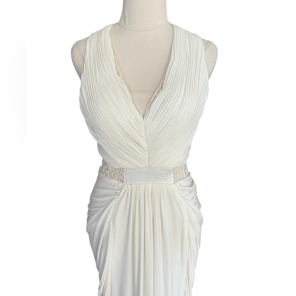 Sheike Dress Cream Maxi Lace Inserts Sleeveless Goddess Special Occasion Size 8 - Picture 2 of 6